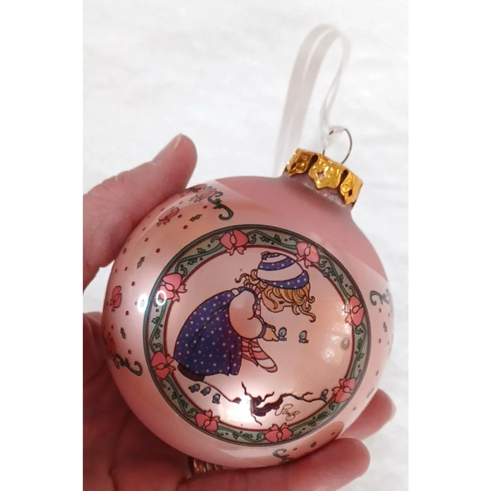 VTG 94 Enesco Precious Moments Pink Glass 3 1/2